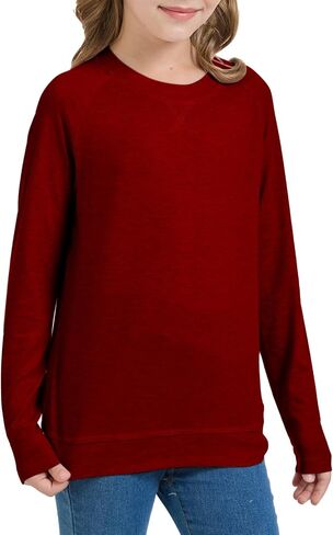 Girls Fashion Shirts Long Sleeve Trendy Tshirt Kids Cute Fall Tops Crewneck Basic Tees in Kuwait