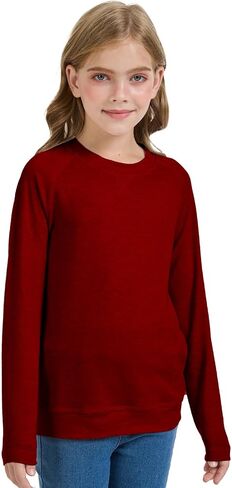 Girls Fashion Shirts Long Sleeve Trendy Tshirt Kids Cute Fall Tops Crewneck Basic Tees in Kuwait