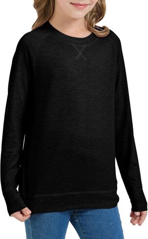 Girls Fashion Shirts Long Sleeve Trendy Tshirt Kids Cute Fall Tops Crewneck Basic Tees in Kuwait
