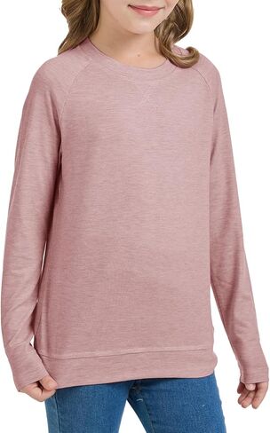 Girls Fashion Shirts Long Sleeve Trendy Tshirt Kids Cute Fall Tops Crewneck Basic Tees in Kuwait