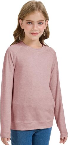 Girls Fashion Shirts Long Sleeve Trendy Tshirt Kids Cute Fall Tops Crewneck Basic Tees in Kuwait