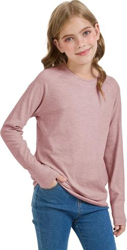 Girls Fashion Shirts Long Sleeve Trendy Tshirt Kids Cute Fall Tops Crewneck Basic Tees in Kuwait