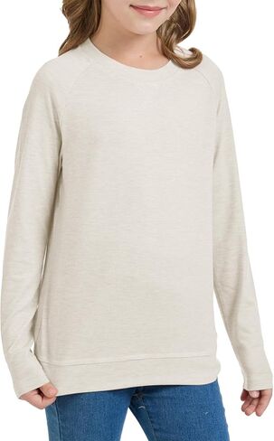 Girls Fashion Shirts Long Sleeve Trendy Tshirt Kids Cute Fall Tops Crewneck Basic Tees in Kuwait