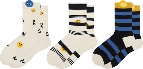 Women's Mid-Calf Socks 3-Pack | Smiley Combed Cotton | No-Slip Cuff | Spring Summer White Socks in Saudi Arabia