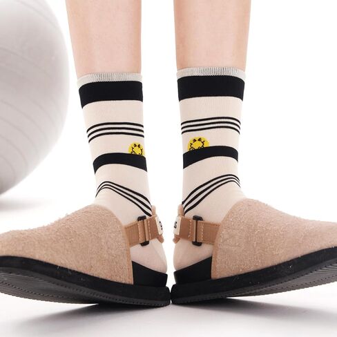 Women's Mid-Calf Socks 3-Pack | Smiley Combed Cotton | No-Slip Cuff | Spring Summer White Socks in Saudi Arabia
