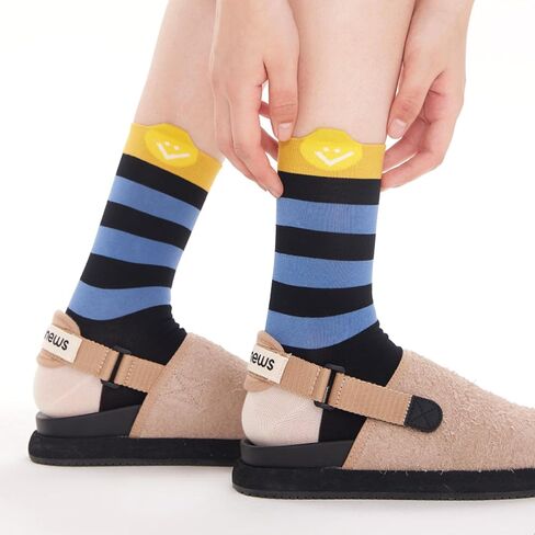 Women's Mid-Calf Socks 3-Pack | Smiley Combed Cotton | No-Slip Cuff | Spring Summer White Socks in Saudi Arabia
