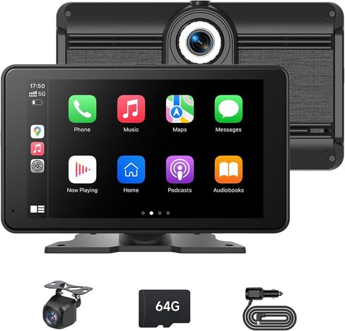 شاشة Apple Carplay المحمولة للسيارة، 9 بوصة Apple Carplay & Android Auto، كاميرا داش 4K، كاميرا احتياطية عالية الدقة، بلوتوث، ملاحة GPS، FM، AUX، Siri، وصلة مرآة in Saudi Arabia