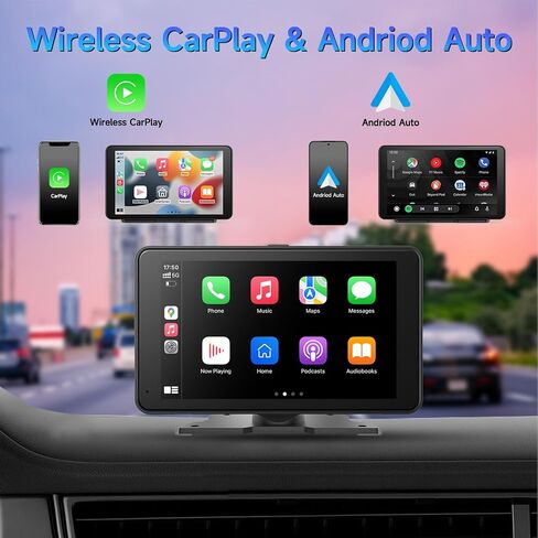 شاشة Apple Carplay المحمولة للسيارة، 9 بوصة Apple Carplay & Android Auto، كاميرا داش 4K، كاميرا احتياطية عالية الدقة، بلوتوث، ملاحة GPS، FM، AUX، Siri، وصلة مرآة in Saudi Arabia
