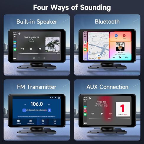 شاشة Apple Carplay المحمولة للسيارة، 9 بوصة Apple Carplay & Android Auto، كاميرا داش 4K، كاميرا احتياطية عالية الدقة، بلوتوث، ملاحة GPS، FM، AUX، Siri، وصلة مرآة in Saudi Arabia