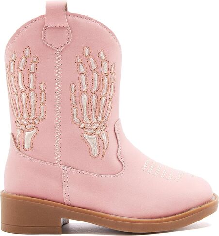 BMCiTYBM Toddler Cowgirl Cowboy Boots Boys Girls Square Toe Western Boots Mid Calf Side Zipper Riding Shoes for All Seasons in Kuwait