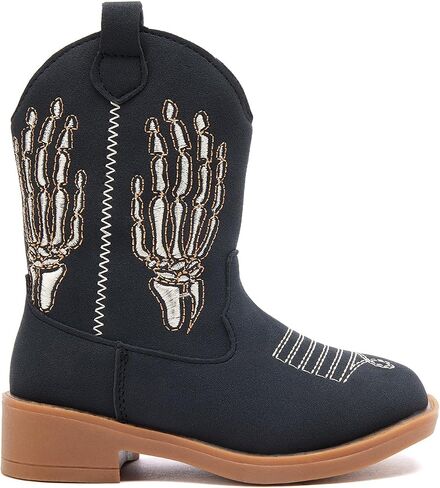 BMCiTYBM Toddler Cowgirl Cowboy Boots Boys Girls Square Toe Western Boots Mid Calf Side Zipper Riding Shoes for All Seasons in Kuwait