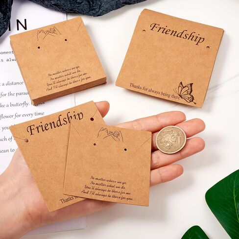 Fashewelry 100pcs Friendship Bracelet Display Cards Kraft Paper Jewelry Hanging Cards Rectangle Necklace Holder Cards for Anklet Fashion Jewelry Packaging in Saudi Arabia