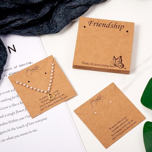 Fashewelry 100pcs Friendship Bracelet Display Cards Kraft Paper Jewelry Hanging Cards Rectangle Necklace Holder Cards for Anklet Fashion Jewelry Packaging in Saudi Arabia