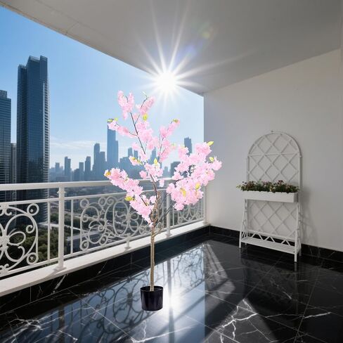 Artificial Cherry Blossom Tree Decor: 6FT Tall Handmade Lifelike Pink Faux Cherry Blossom Tree - Realistic Silk Fake Flower Sakura Tree for Party Wedding Christmas Indoor Outdoor Home Decor in Saudi Arabia