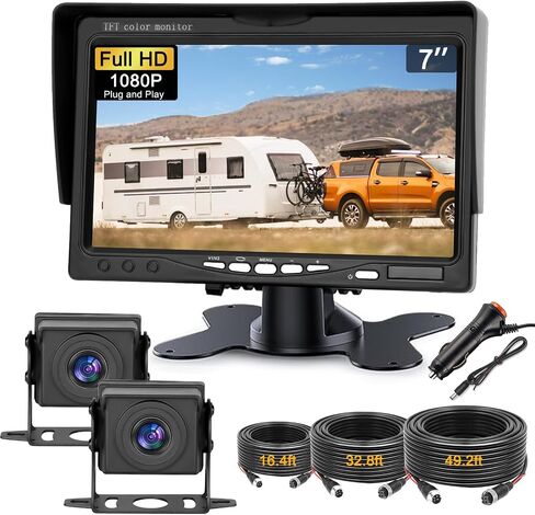 Kairiyard Backup Camera, 7 Inch HD 1080P Reverse Rear View Camera 150° Wide Angle DIY Grid Lines Wired Back up Camera System for Truck Car Trailer Camper Tractor in Saudi Arabia