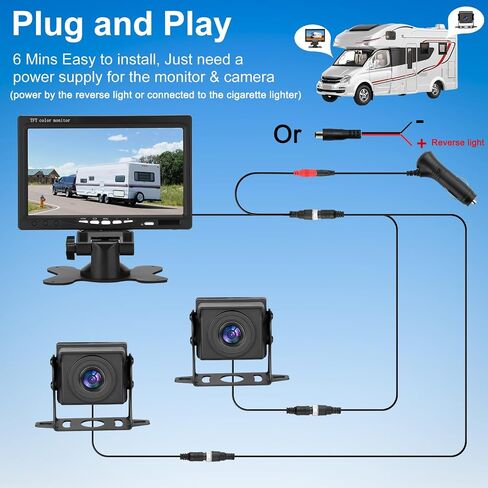 Kairiyard Backup Camera, 7 Inch HD 1080P Reverse Rear View Camera 150° Wide Angle DIY Grid Lines Wired Back up Camera System for Truck Car Trailer Camper Tractor in Saudi Arabia