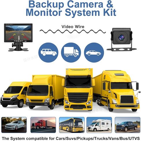 Kairiyard Backup Camera, 7 Inch HD 1080P Reverse Rear View Camera 150° Wide Angle DIY Grid Lines Wired Back up Camera System for Truck Car Trailer Camper Tractor in Saudi Arabia