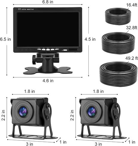 Kairiyard Backup Camera, 7 Inch HD 1080P Reverse Rear View Camera 150° Wide Angle DIY Grid Lines Wired Back up Camera System for Truck Car Trailer Camper Tractor in Saudi Arabia