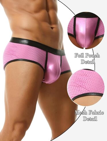 SEAUR Men's Sexy Boxer Briefs Low Rise Metallic Underwear Pouch Trunks Breathable Mesh Underpants in Saudi Arabia
