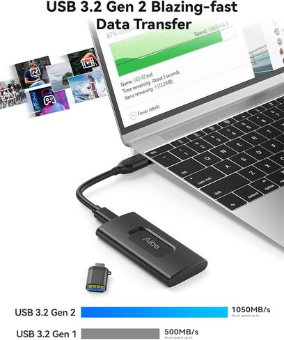 Aiibe External SSD 250GB External Hard Drive USB C Portable SSD, Up to 500MB/s, USB 3.1, External Solid State Drive 250GB USB SSD Drive for Laptop, Mac, PS4 (Black) in Kuwait