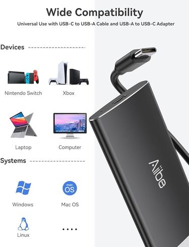 Aiibe External SSD 250GB External Hard Drive USB C Portable SSD, Up to 500MB/s, USB 3.1, External Solid State Drive 250GB USB SSD Drive for Laptop, Mac, PS4 (Black) in Kuwait