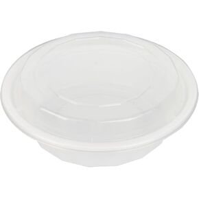 Restaurantware Asporto 16 Ounce To Go Boxes, 50 Microwavable Take Out Food Containers - Clear Plastic Lids Included, Do Not Contain BPA, White Plastic Catering Food Containers, Disposable, Round in Kuwait