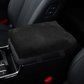 Furry Car Armrest Cover, Soft Rabbit Fur Auto Center Console Cover, Fluffy Car Armrest Seat Box Cover Protector, Universal Middle Console Pad Decoration Car Accessories (Black) in Kuwait