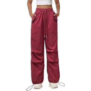 ناسكي سروال شحن عالي الخصر للنساء القتال سراويل العسكرية التي تتميز بأرجل واسعة مع 6 جيوب ， غير رسمية وراحة in Kuwait