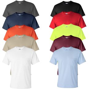 تي شيرت Gildan Mens ، البالغين Ultra Cotton 6 أوقية. Tee مع الجيب ، مجموعة 1i3i6i10 من 10 ، XL متعدد الألوان in Kuwait