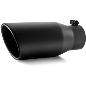 Exhaust Tip 3.5'' Inlet 5'' Outlet 12'' Overall Length, Universal Bolt On Stainless Steel Diesel Exhaust Tailpipe Tip, for 3.5'' Outside Diameter Tailpipe, Black Powder Coated in Saudi Arabia
