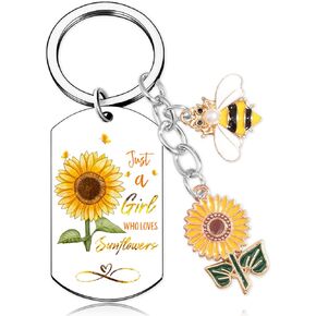 Sunflower Keychain Gifts for Women Girls - Bee Keyring with Cute Floral Charm, Inspirational Key Chain for Friend in Saudi Arabia