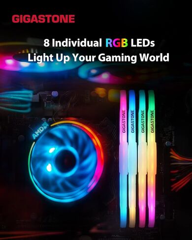 【RGB DDR4 RAM】GIGASTONE Game TURBO 32GB Kit (4x8GB)DDR4 3200MHz PC4-25600 CL 16-18-18-40 Intel XMP 2.0 AMD Ryzen 1.35V UDIMM 288 Pin ذاكرة سطح المكتب للألعاب عالية الأداء غير ECC - أبيض in Saudi Arabia
