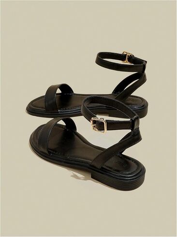 GORGLITTER Women's Strappy Ankle Strap Flat Sandals Dressy Open Toe Vacation Comfy Sandal Flats in Saudi Arabia