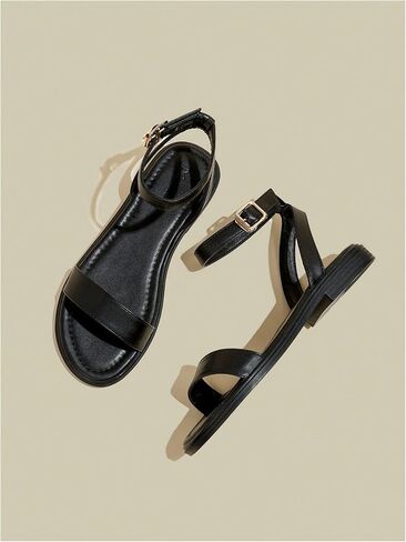 GORGLITTER Women's Strappy Ankle Strap Flat Sandals Dressy Open Toe Vacation Comfy Sandal Flats in Saudi Arabia
