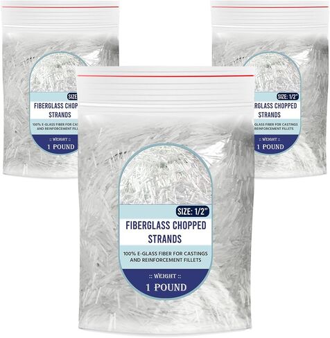 SIMOND STORE 1/4" Fiberglass Chopped Strands, 1 Pound, Chopped Fiber Glass Strands for Molding Compound and Filler Reinforcement, Polyester/Vinyl Ester/Epoxy Resin Compatible in Kuwait