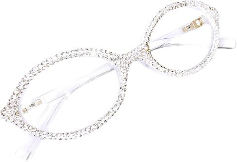 ICARA Fashion Rhinestone Bling نظارات القراءة للنساء Retro Oval Reader Negured Party Party Party Glasses in Kuwait
