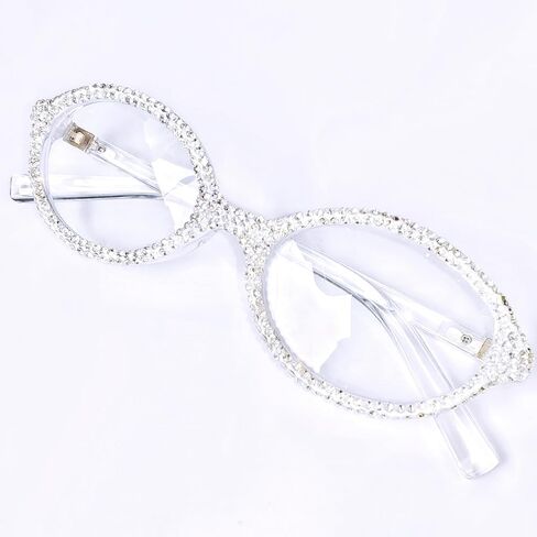ICARA Fashion Rhinestone Bling نظارات القراءة للنساء Retro Oval Reader Negured Party Party Party Glasses in Kuwait
