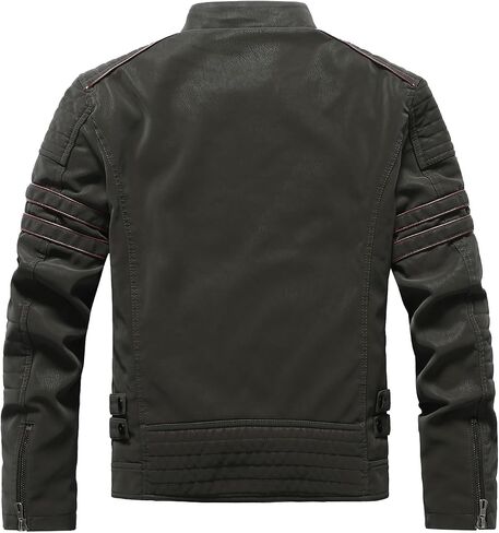 Men's Retro Casual Personalized Embroidery Long Sleeve Faux Leather Street Motorcycle Jacket in Saudi Arabia