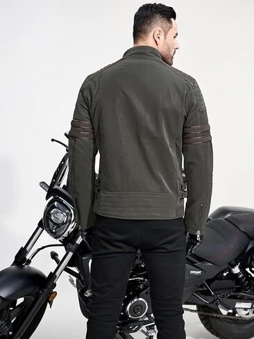 Men's Retro Casual Personalized Embroidery Long Sleeve Faux Leather Street Motorcycle Jacket in Saudi Arabia