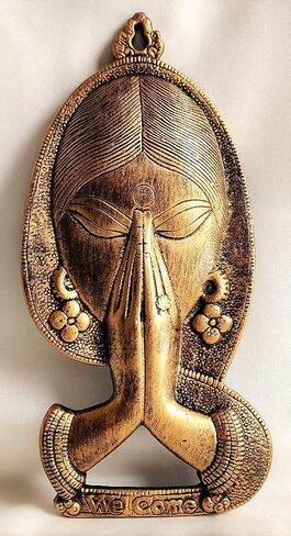 Nianwudu Brass Metal Welcome Namaste Lady Wall Decorpiece (14 × 2 × 28 سم ، 340 جم) in Saudi Arabia