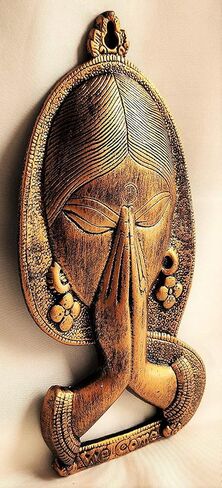 Nianwudu Brass Metal Welcome Namaste Lady Wall Decorpiece (14 × 2 × 28 سم ، 340 جم) in Saudi Arabia