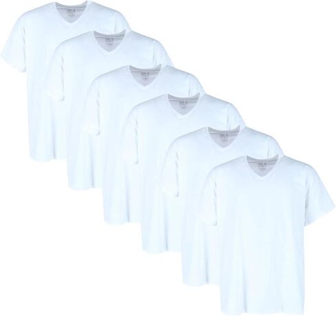 فاكهة Loom 194422052744 Men Short Sleeve V -Neck T -Shirt White - 3XL - Pack of 6 in Saudi Arabia