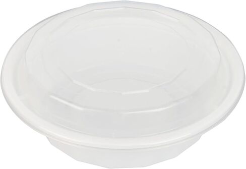 Restaurantware Asporto 16 Ounce To Go Boxes, 50 Microwavable Take Out Food Containers - Clear Plastic Lids Included, Do Not Contain BPA, White Plastic Catering Food Containers, Disposable, Round in Kuwait