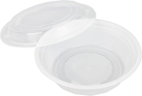 Restaurantware Asporto 16 Ounce To Go Boxes, 50 Microwavable Take Out Food Containers - Clear Plastic Lids Included, Do Not Contain BPA, White Plastic Catering Food Containers, Disposable, Round in Kuwait