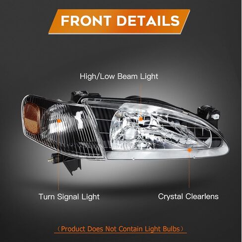 مجموعة المصابيح الأمامية لـ Corolla 1998-2000 Clear Lens Black Housing Amber Reflector Driver و Massenger Side in Kuwait