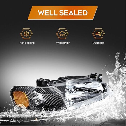 مجموعة المصابيح الأمامية لـ Corolla 1998-2000 Clear Lens Black Housing Amber Reflector Driver و Massenger Side in Kuwait