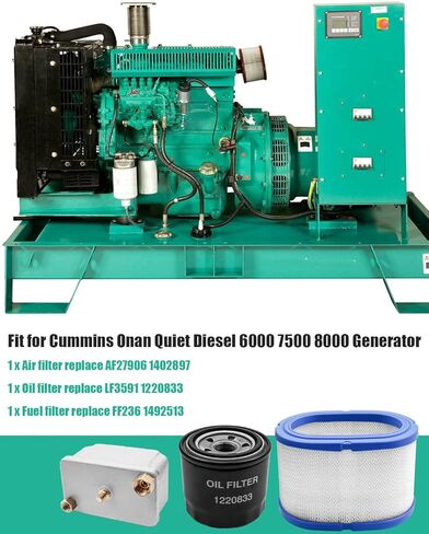 طقم مرشح الوقود لتلائم Cummins Onan Quiet Diesel 6000 7500 8000 مولد وحدة الطاقة الإضافية ، استبدل AF27906 1402897 Air Filter LF3591 1220833 OIL FILTER FF236 1492513 FUELLER FILTER in Kuwait