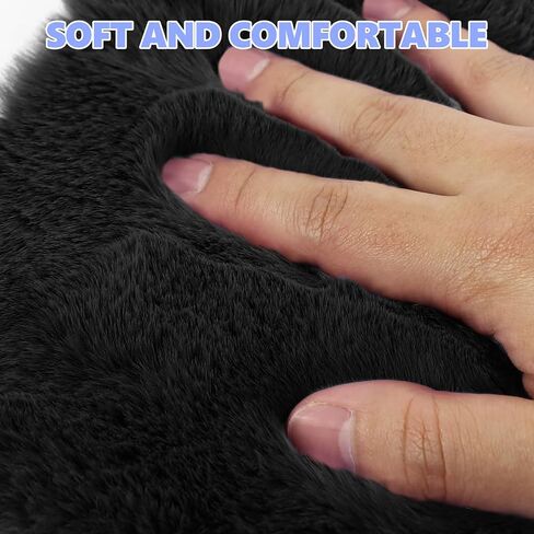 Furry Car Armrest Cover, Soft Rabbit Fur Auto Center Console Cover, Fluffy Car Armrest Seat Box Cover Protector, Universal Middle Console Pad Decoration Car Accessories (Black) in Kuwait