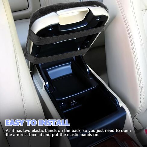 Furry Car Armrest Cover, Soft Rabbit Fur Auto Center Console Cover, Fluffy Car Armrest Seat Box Cover Protector, Universal Middle Console Pad Decoration Car Accessories (Black) in Kuwait