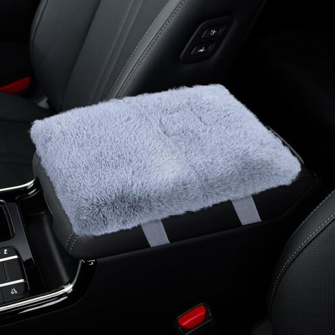 Furry Car Armrest Cover, Soft Rabbit Fur Auto Center Console Cover, Fluffy Car Armrest Seat Box Cover Protector, Universal Middle Console Pad Decoration Car Accessories (Black) in Kuwait